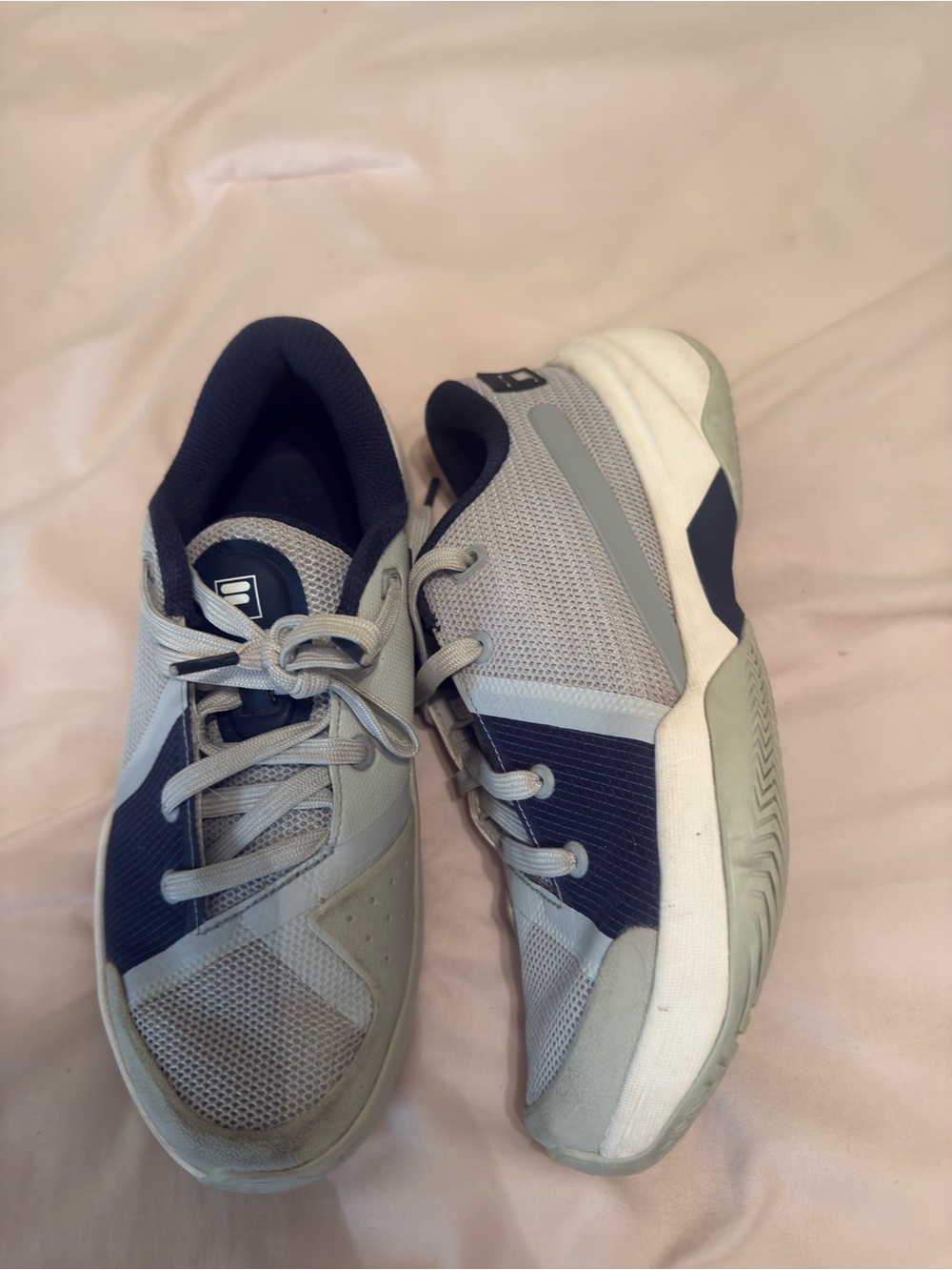 Light Gray and Navy Women's Athletic Sneakers - Tennis Shoes